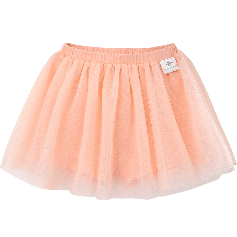 英氏儿童裙子纯色网纱半身裙宝宝针织短裙 2021春夏新款