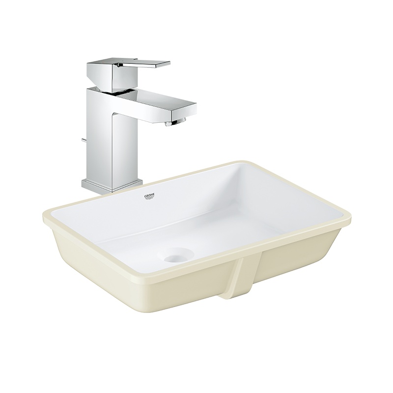 德国-高仪（GROHE）进口陶瓷台下盆 立方陶瓷面盆洗手盆有溢口