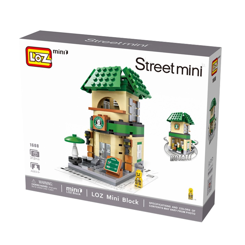 LOZ/俐智小颗粒积木迷你街景益智拼插儿童玩具拼装模型男女孩1608咖啡店