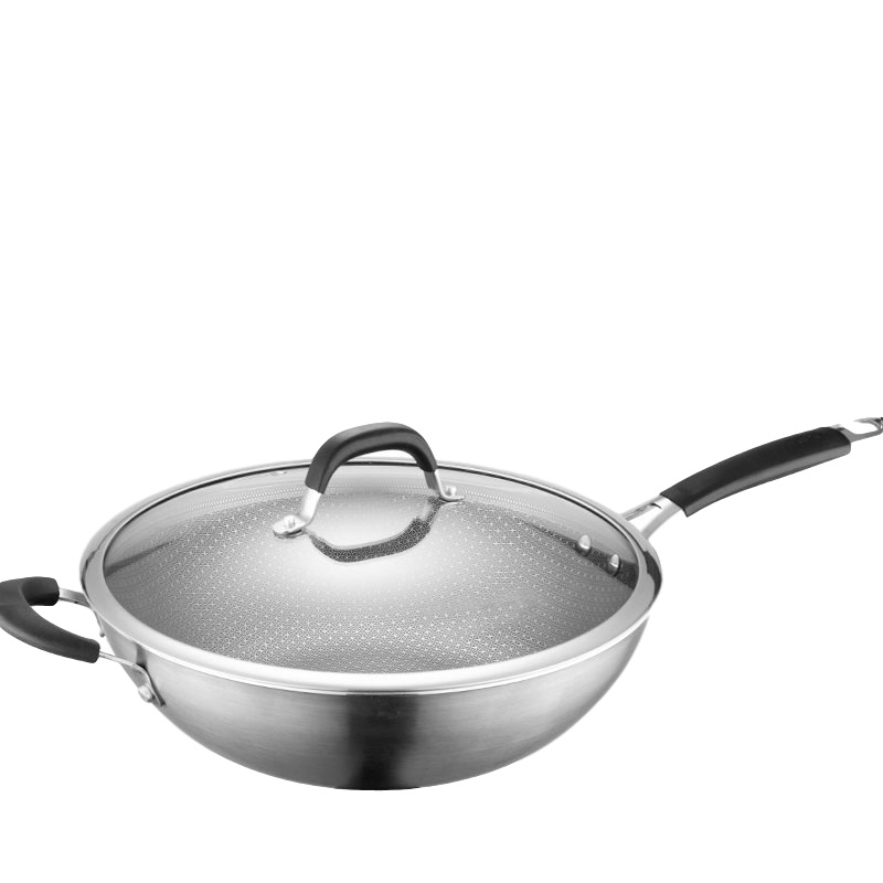 云南爱仕达爱仕达晶刚甲·复合钢炒锅CC34E2Q不锈钢三层复合钢34cm不粘电磁炉燃气灶通用