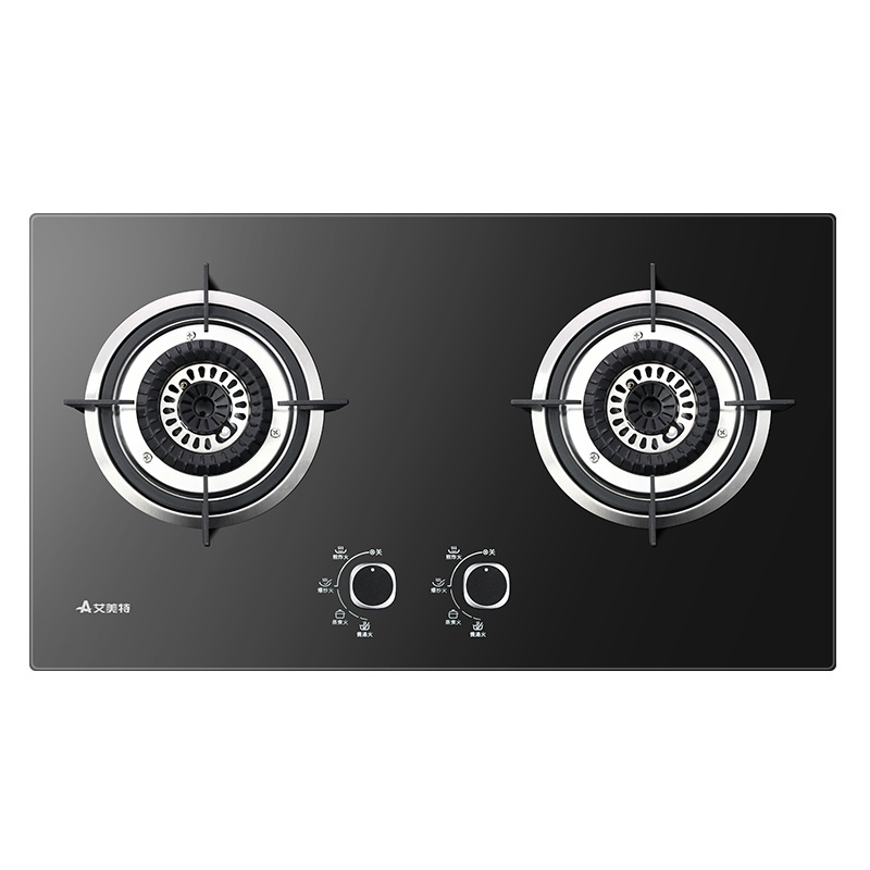 艾美特燃气灶4.8kw高能大火天然气双眼灶台式嵌入式台嵌两用双灶煤气灶钢化玻璃燃气灶 一级能效(天然气)JZT-H6T