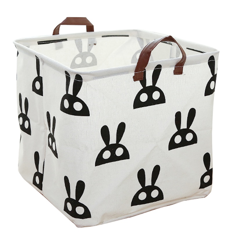 HOUYA好雅 1件装 防水可折叠收纳筐 棉麻脏衣篮 玩具杂物收纳桶
