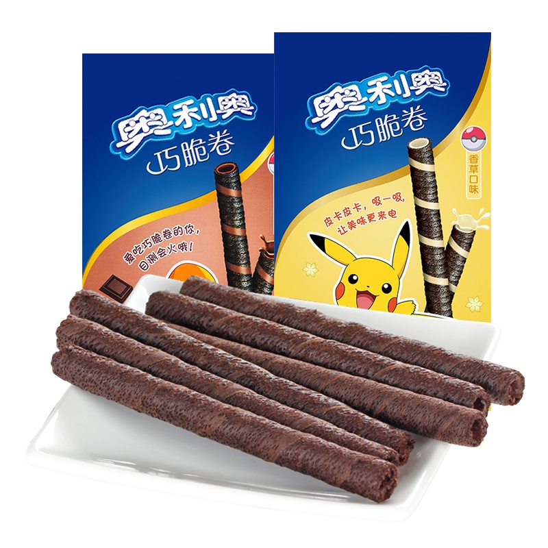 [满199减125元]奥利奥巧脆卷宝可梦卡通装香草味55g夹心蛋卷威化饼小零食 蛋卷/卷类