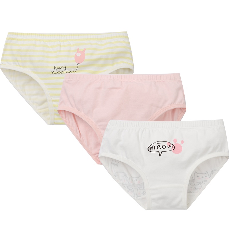 小红豆儿童内裤女童三角棉质内裤宝宝短裤三条装内裤女童柔软舒适内裤