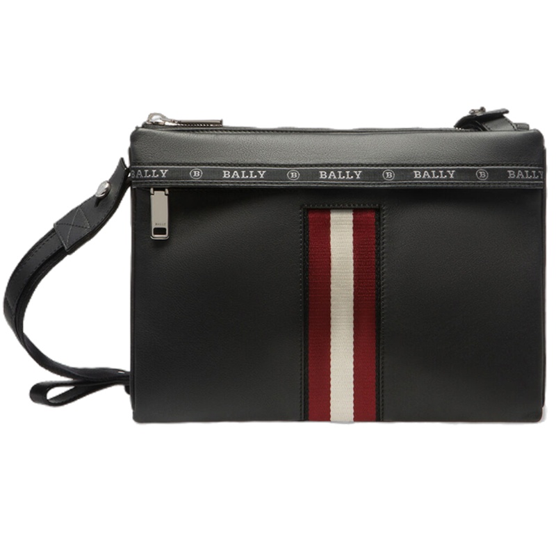 【直营】 巴利(BALLY)HARVEY系列牛皮经典红白条纹男士单肩包斜挎包 男包
