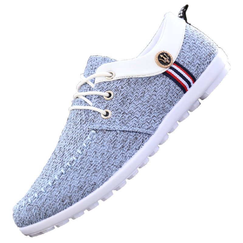 春秋季透气帆布鞋男鞋子韩版百搭休闲豆豆鞋青年防臭老北京布鞋男