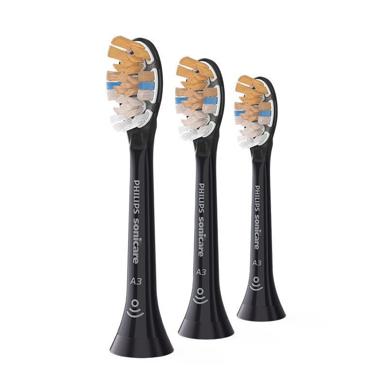飞利浦(Philips)电动牙刷头 3支装尊享多效合一 适配HX9996等 黑色HX9093/96