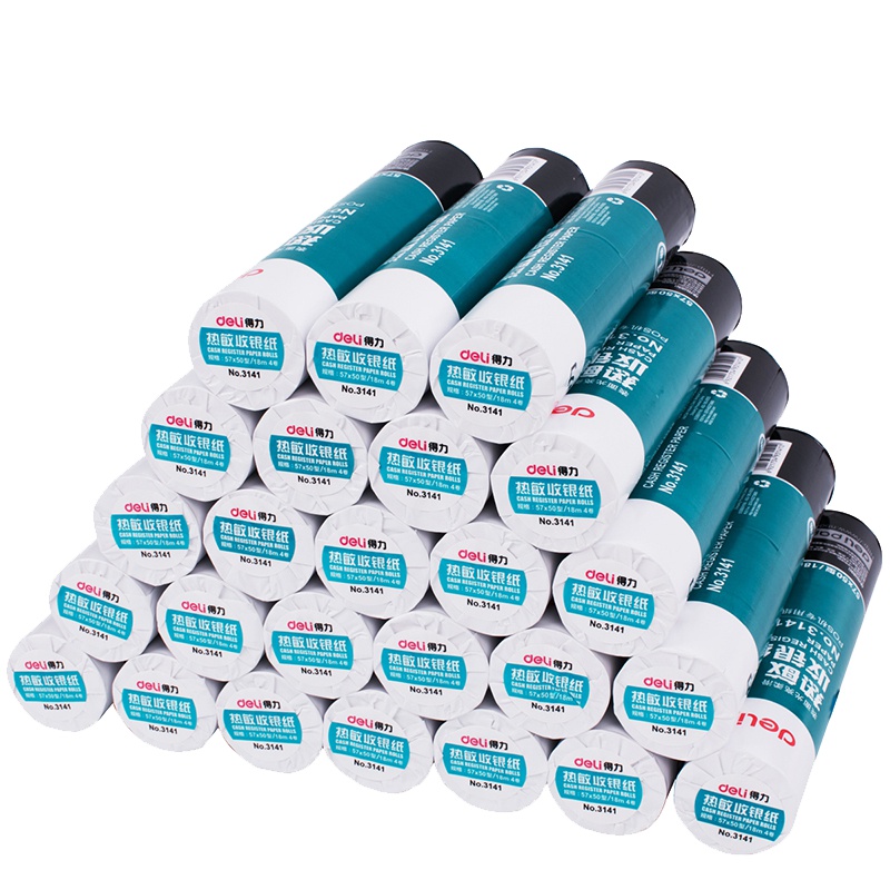 得力（deli）3141 热敏收银纸57mm*50mm*18m(蓝)(4卷/筒) 2筒装