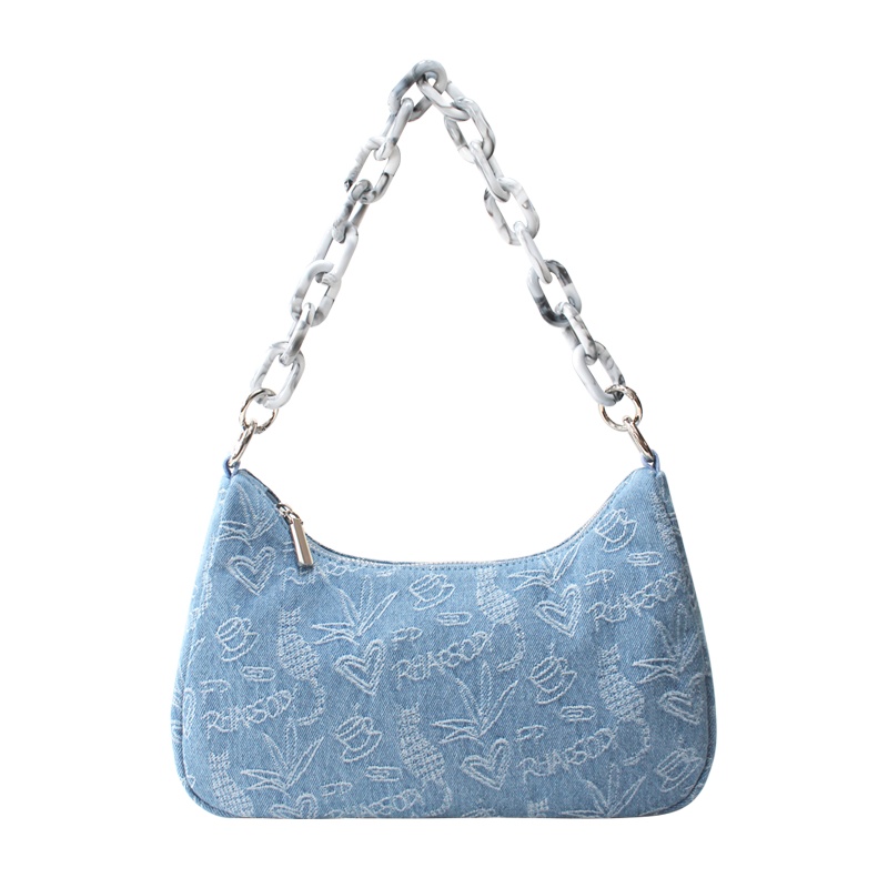 花间公主狂想曲提花小包包牛仔布百搭亚克力单肩手提斜挎腋下女包