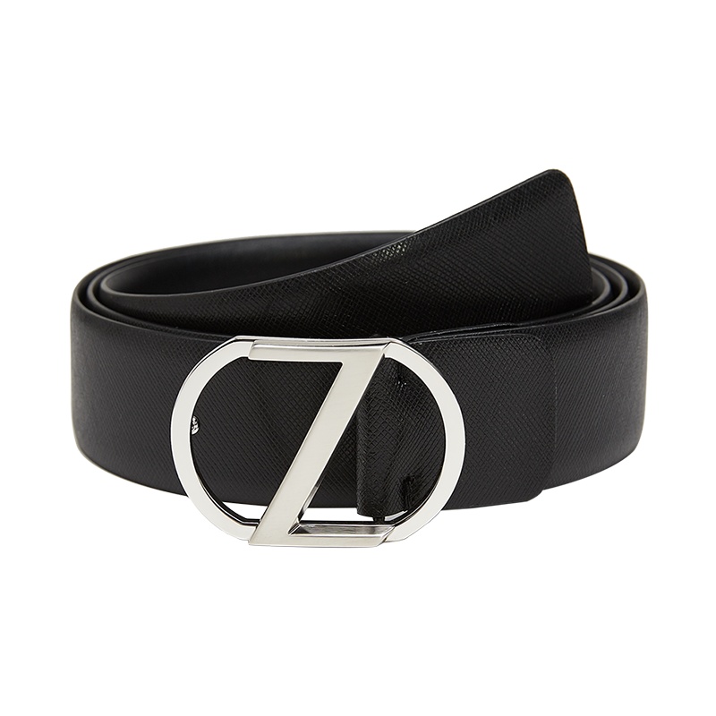 Ermenegildo Zegna杰尼亚(ZZEGNA)男士牛皮腰带 黑色110高端腰带 