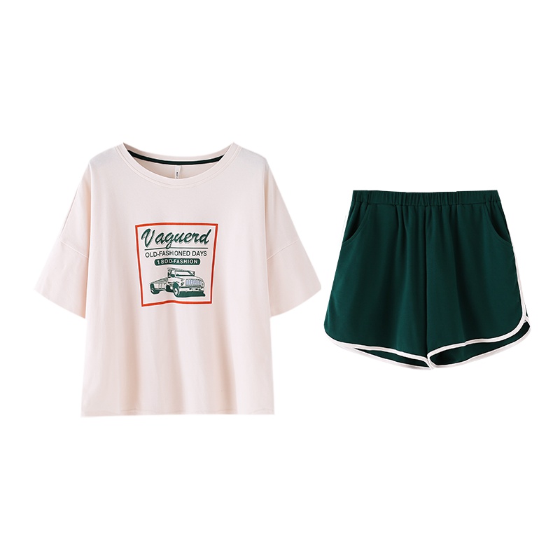 安之伴棉质情侣睡衣男女士夏季薄款短袖裤简约休闲运动家居可外穿