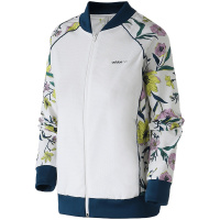adidas阿迪达斯NEO女装运动休闲印花LOGO立领开衫夹克EJ7084