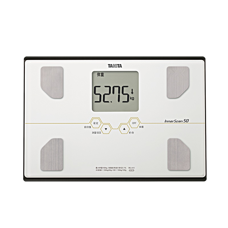 日本百利达(TANITA)家用精准电子秤 人体健康秤BC-313 白色!测量九项人体指标 大储存数据!大称面更稳固
