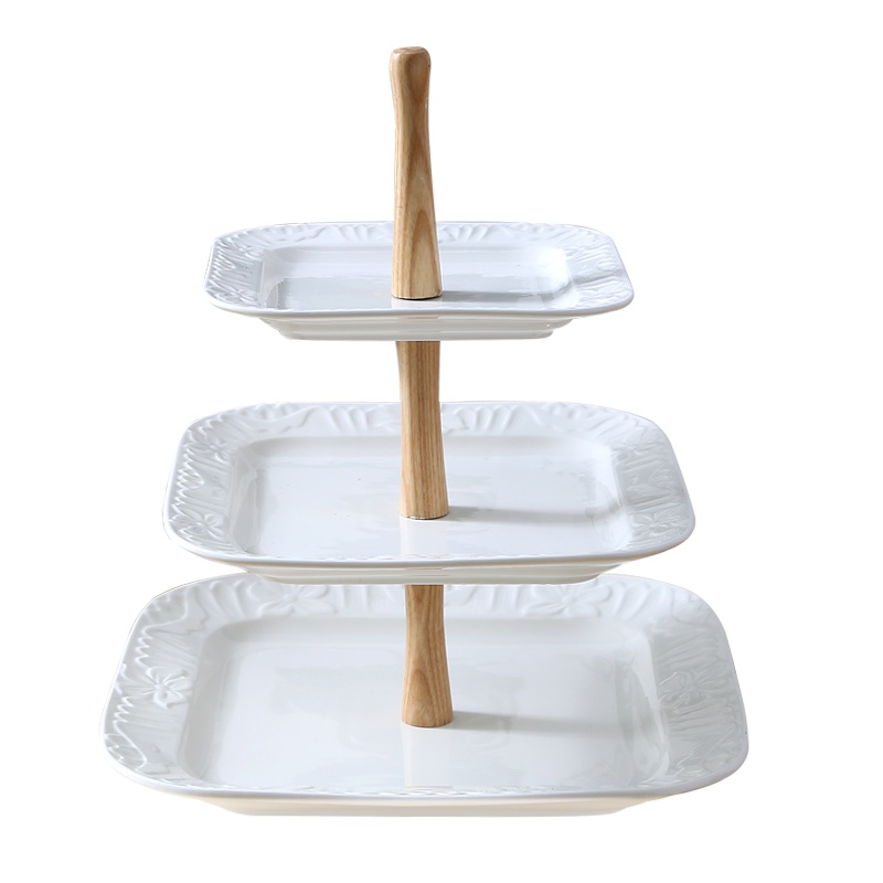 水果盘客厅干果盘瓜子糖果盘三层水果篮创意陶瓷蛋糕点心架 三层果盘