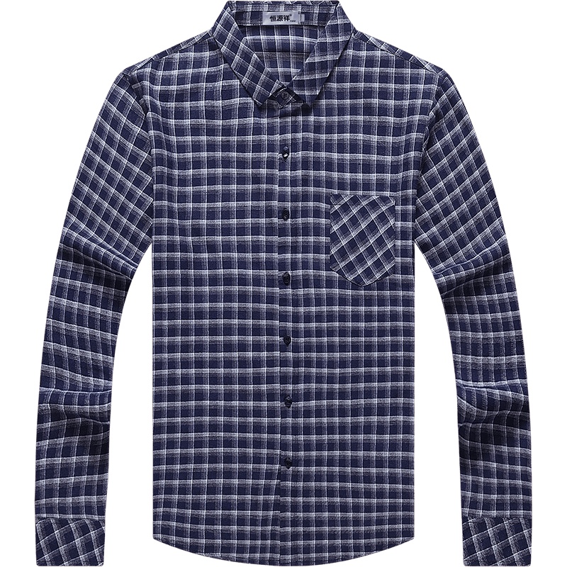 恒源祥短袖衬衫男2020夏季中青年纯棉上衣时尚休闲格子衬衣男