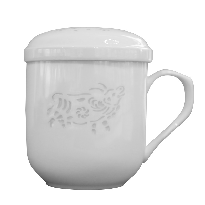 定制马克杯子带盖茶杯水杯办公杯套装家用景德镇生肖瓷器过滤泡茶大号生肖杯牛