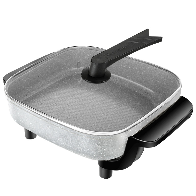 荣事达(Royalstar)多功能电火锅HG1579韩式电火锅5升容量双管加热不沾内锅可立把手锅盖岩石灰