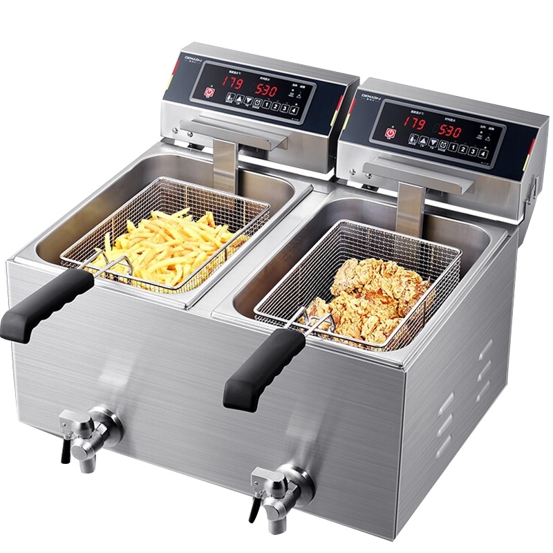 德玛仕(DEMASHI)电炸炉电炸锅商用油炸锅家用炸鸡薯条油条炸串 电油炸炉 L-172P(双缸34升)