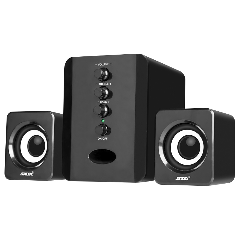 赛达D-202电脑音响台式家用笔记本低音炮3d环绕2.1声道有源音箱木质箱体立体声手机通用 有线版 黑色