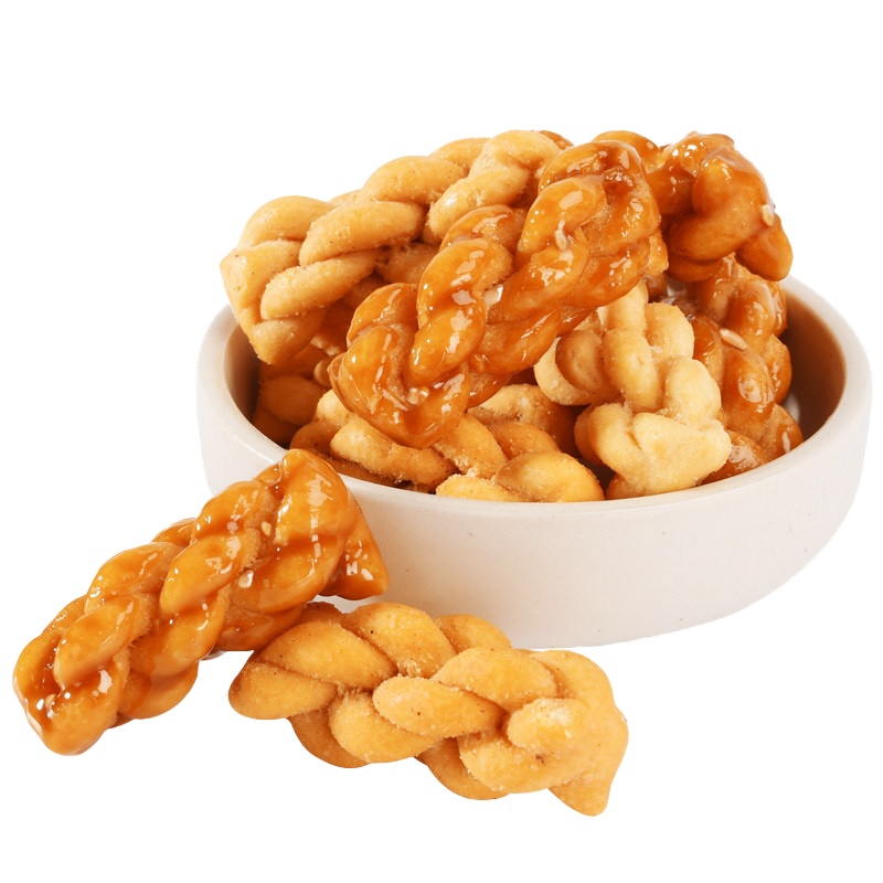 佬食仁 [日式の迷你小麻花360g整箱约40包] 椒盐红糖手工小麻花两种口味混合装整箱零食小吃网红好吃的排行榜饼干小袋装