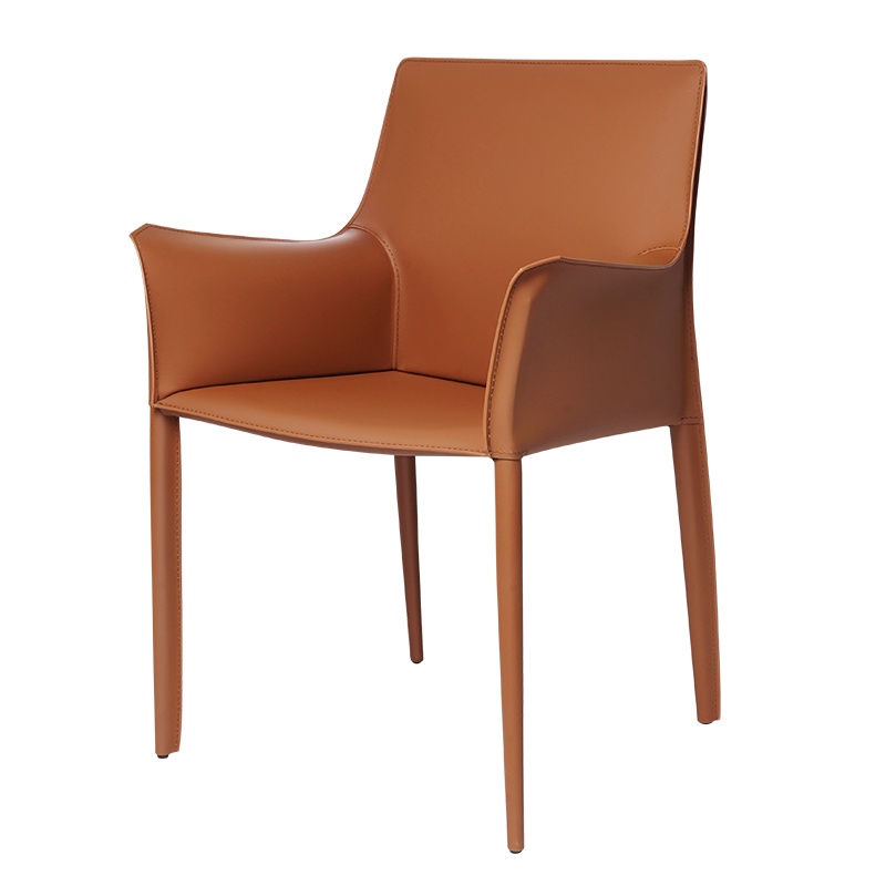 和顿 马鞍皮餐椅子北欧式轻奢网红餐椅家用 现代简约餐台椅子靠背 休闲咖啡厅商务办公售楼处高端意式洽谈椅真皮书房椅591