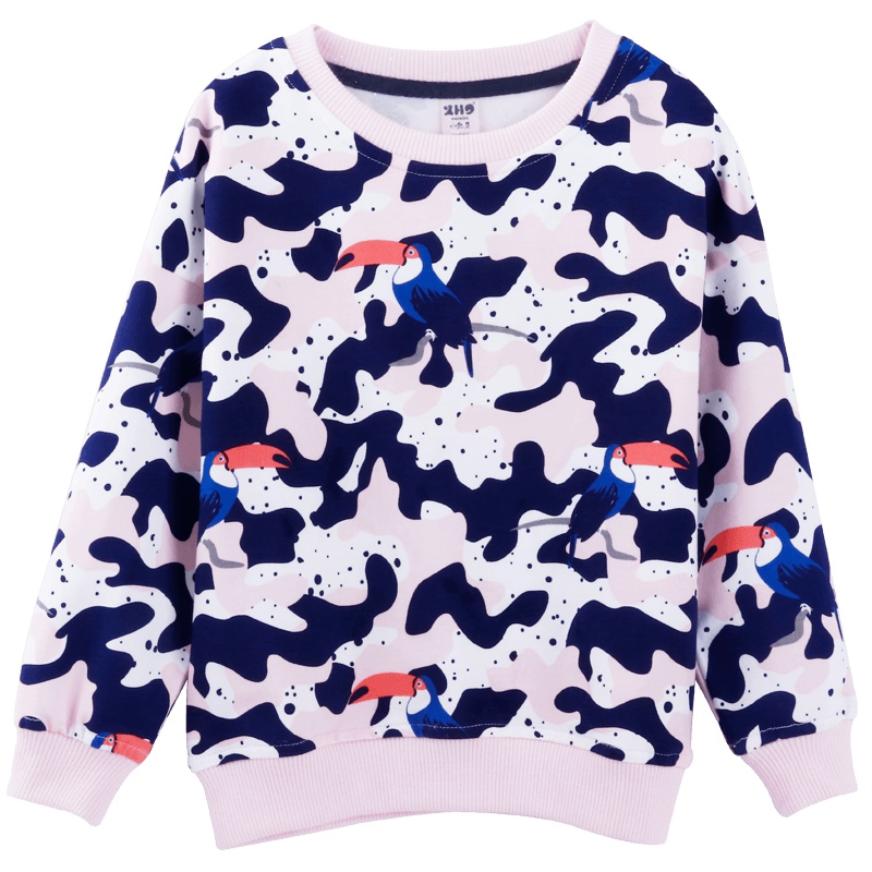 小红豆童装女童卫衣春装新款儿童棉质长袖T恤迷彩休闲打底卫衣