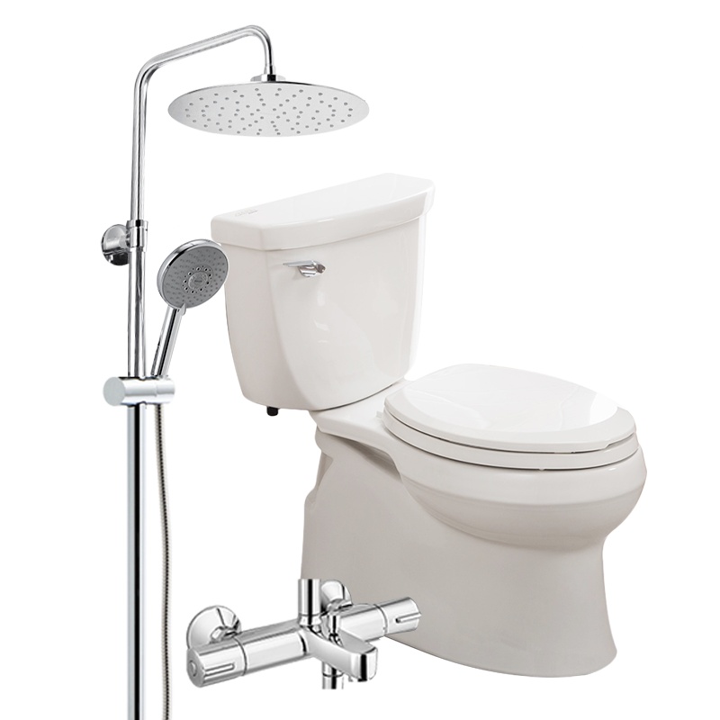 科勒智能马桶座坐便器分体科勒卫浴家用五级旋风虹吸缓降5706配恒温花洒淋浴花洒套装三出水升降式21088