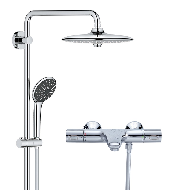 德国-高仪(GROHE)进口恒温花洒套装 德国进口260MM顶喷淋浴套装 恒温冷触龙头 有下水套装