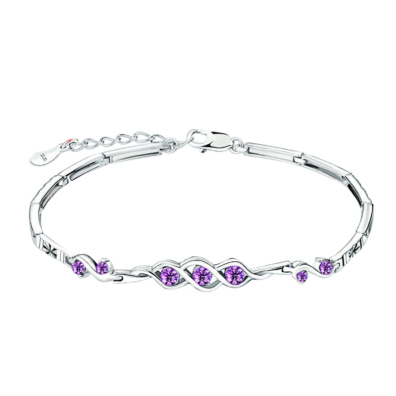 依帝魅三生石S925纯银手链女士S925银饰品水晶首饰简约甜美手饰日韩风格女士生日送女友情人节礼物