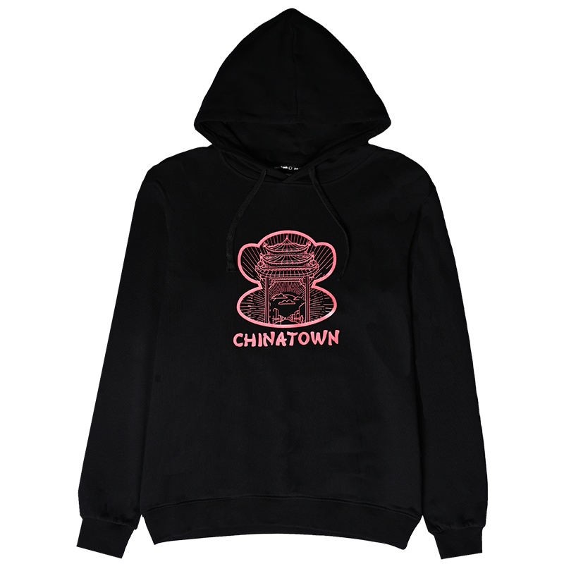 Paul Frank/大嘴猴春秋季新款国潮印花情侣连帽宽松潮流卫衣女