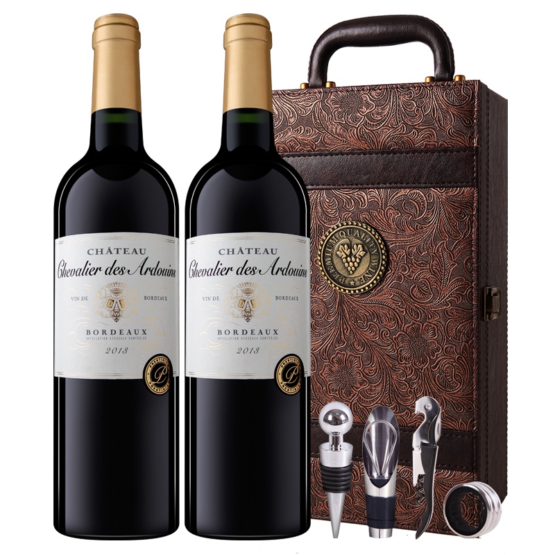 法国波尔多红酒 安杜骑士AOC干红葡萄酒750ml*2凤尾礼盒装