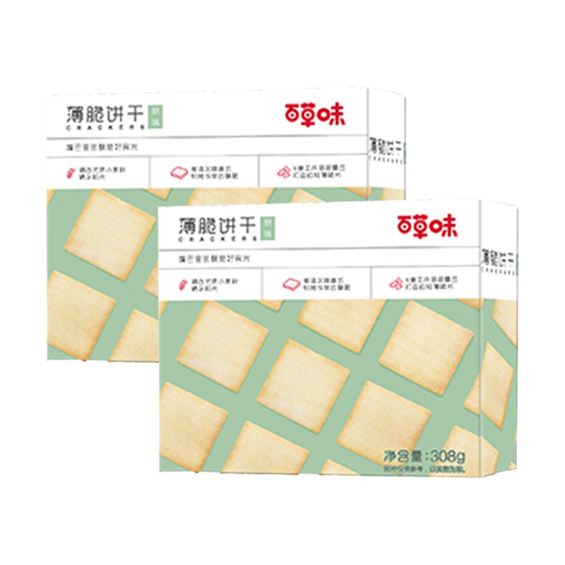 百草味 薄脆饼干(原味)308g*2袋