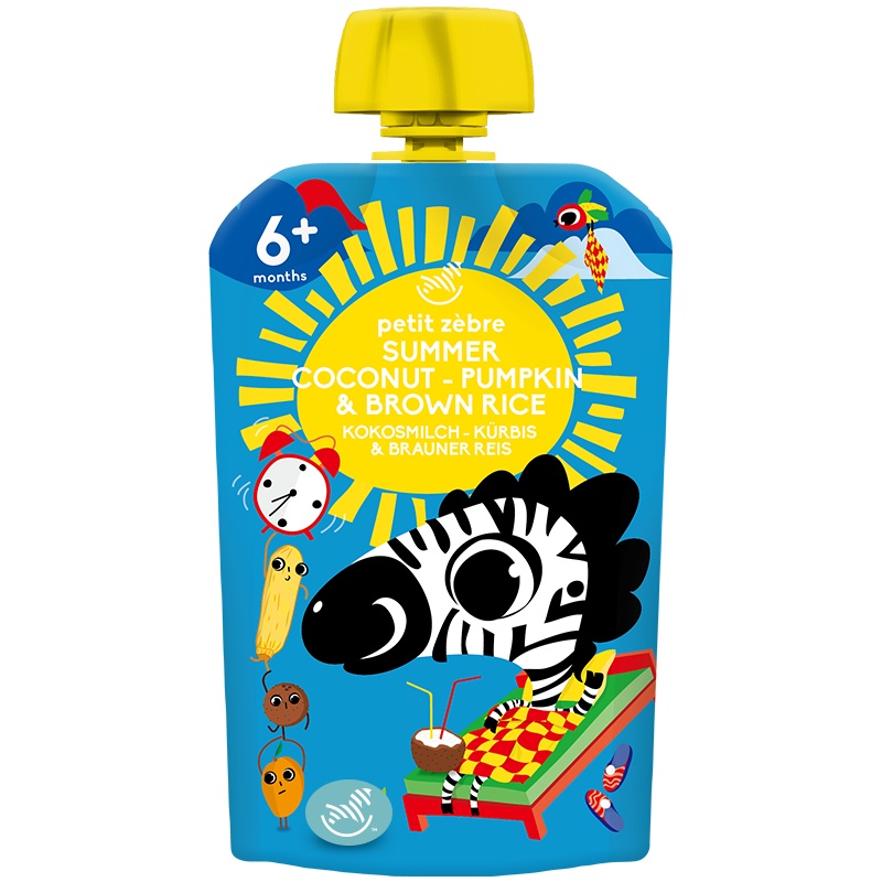 小马斑斑(Petit Zèbre)婴幼儿二段辅食 椰奶芒果南瓜糙米早晚餐包欧洲进口果泥100g(6个月以上适用)