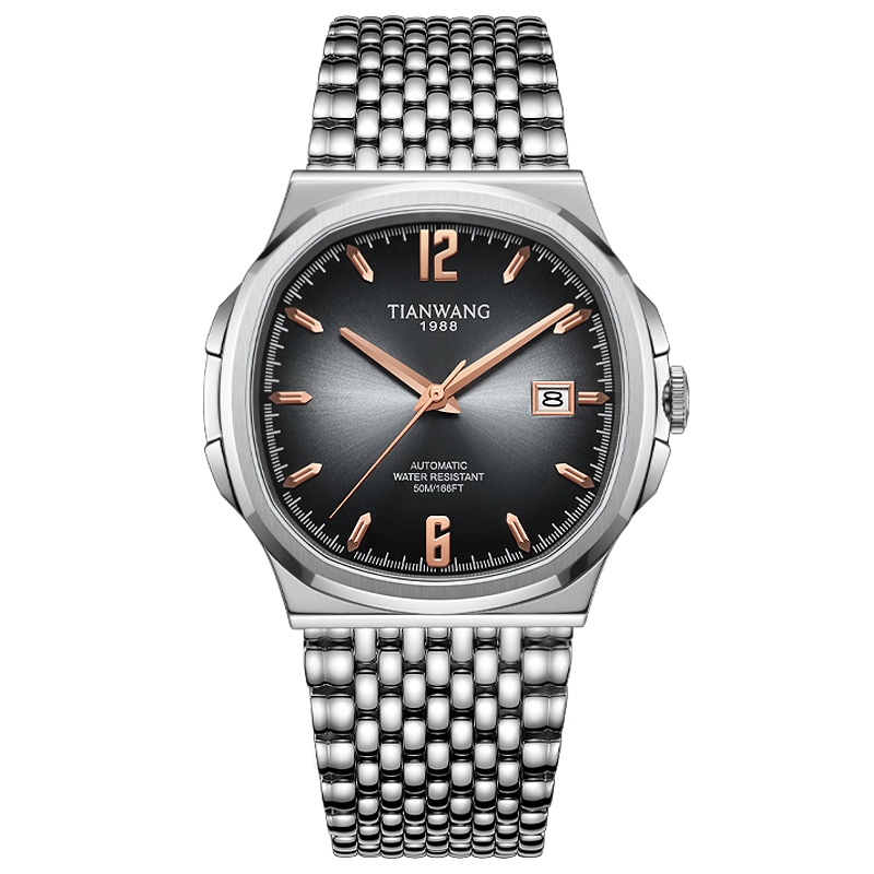 天王表新款蔚系列商务休闲机械表蝴蝶扣男表51233