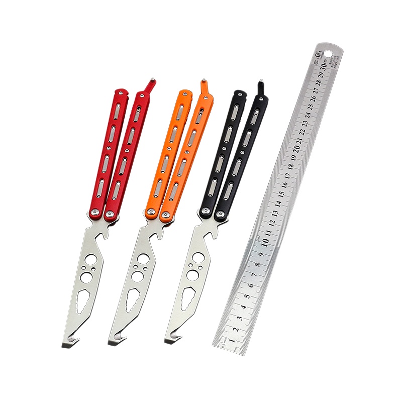 西户 户外蝴蝶训练工具 ABS塑料柄 420不锈钢 练习刀 多功能工具刀
