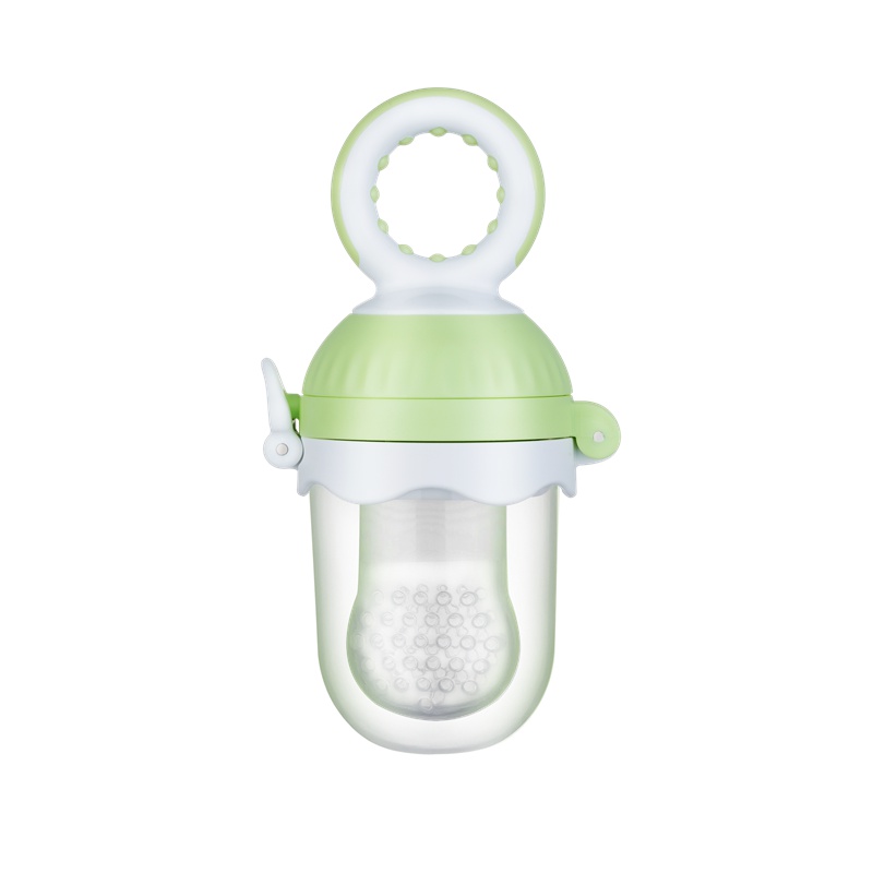 威帝熊/Villdybear宝宝水果咬咬乐 可推进果蔬硅胶磨牙棒牙胶婴儿辅食袋咬胶婴童咬咬袋 S/L绿色 VB-6601