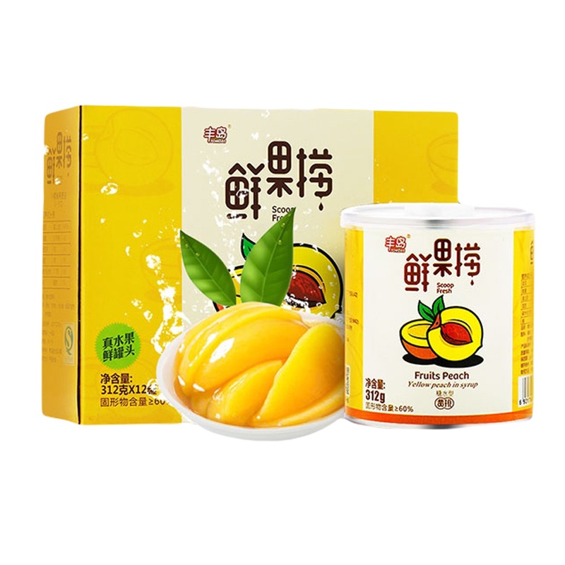 丰岛（fomdas） 丰岛鲜果捞 黄桃水果罐头312g*12罐/箱 开罐即食休闲零食