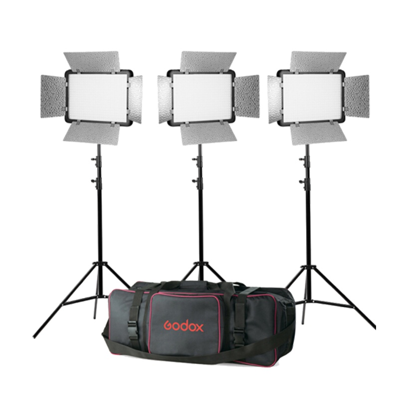 神牛(Godox)摄影灯led500LR 微电影led补光灯 摄像机补光灯led常亮影视灯 三灯套装