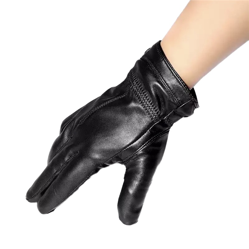 Zs-稻草人真皮手套男士冬季加绒加厚 真皮触摸手套