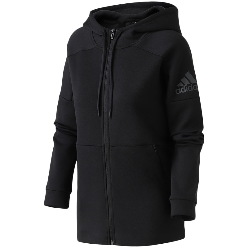 adidas女服外套夹克连帽针织运动休闲运动服DT9351 L DT9351黑色