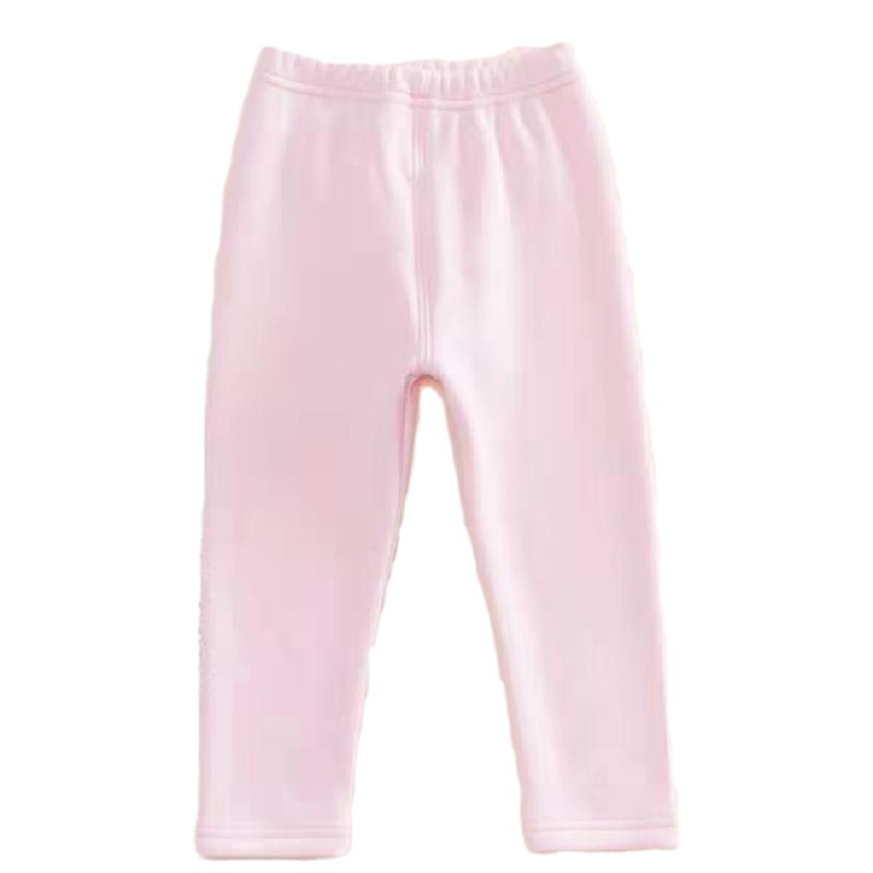 安笛贝乐女童不倒绒卫裤加绒打底裤春秋款长裤浅粉80-120cm