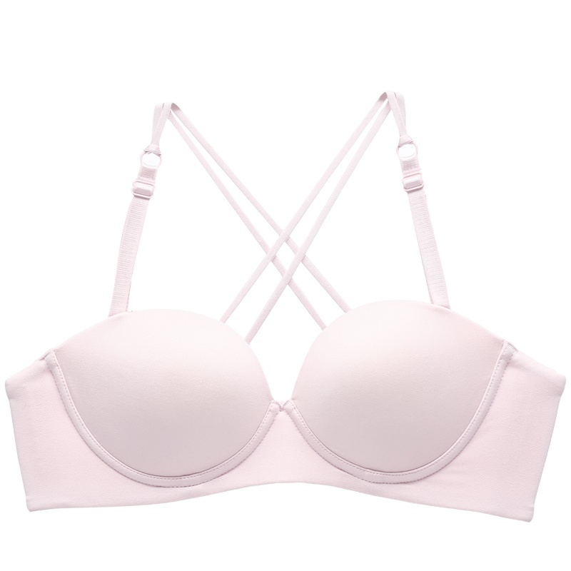 都市丽人简约纯色半杯美背一字比光面聚拢女士文胸内衣胸罩1B9103