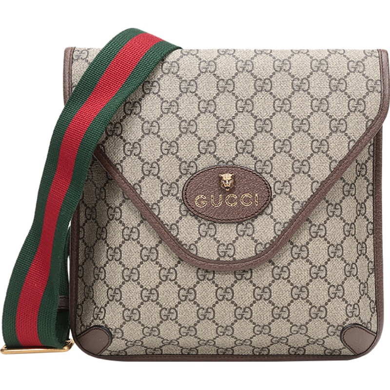 GUCCI 古驰 男女中性 GG Supreme系列涂层帆布单肩斜挎包中号 598604 9C2VT