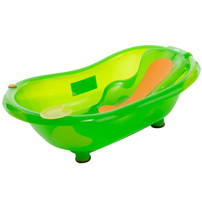 DuDi/青蛙嘟迪 母婴幼儿童婴儿洗澡盆宝宝浴盆测温泡澡盆大号包胶躺板浴盆 透明绿
