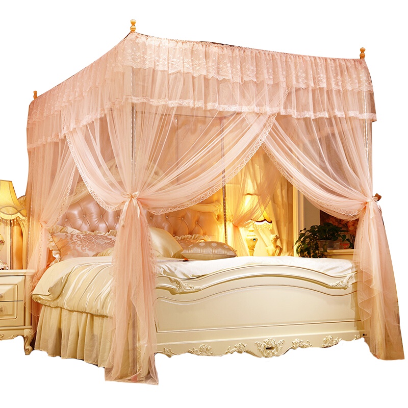 意尔嫚 蚊帐家纺平顶三开门加粗支架宫廷蚊帐柔软加密帐纱
