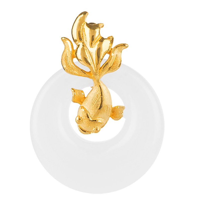 金一足金年年有余女士款和田玉吊坠赠银链（定价） ZJDZ077