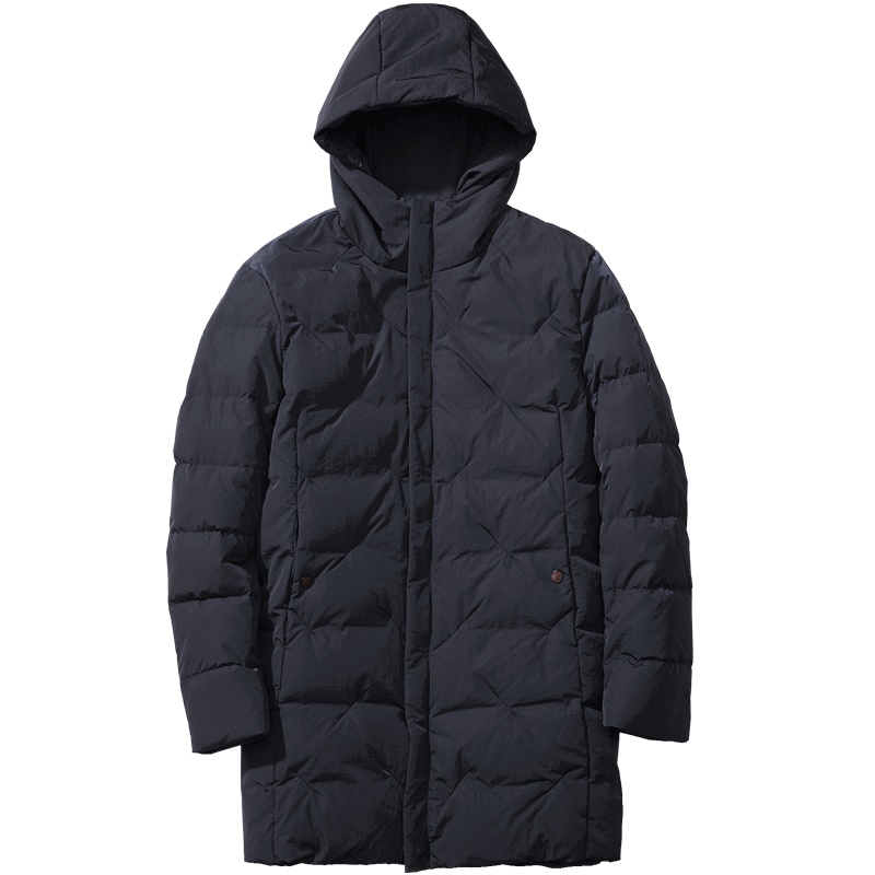 千纸鹤男装2018冬季新款羽绒服男 中长款连帽潮流黑色外套男60009