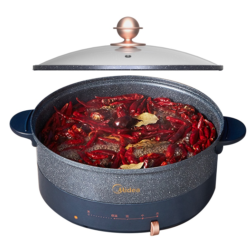 美的(Midea)电火锅食品级不粘涂层加深多用途烙饼煎饼生煎锅多功能智能电煮锅DY28E202
