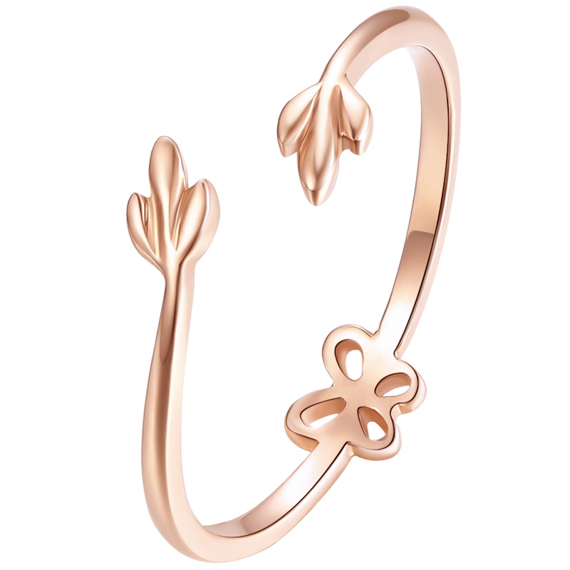 周大生 18k金开口女戒Au750玫瑰金时尚拥簇 纪念日礼物送女友送老婆