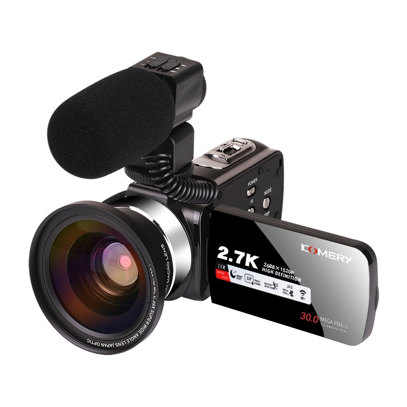 KOMERY2.7K高清数码摄像机自拍直播录像机无线WIFI/APP红外夜视遥控DV拍视频段子相机